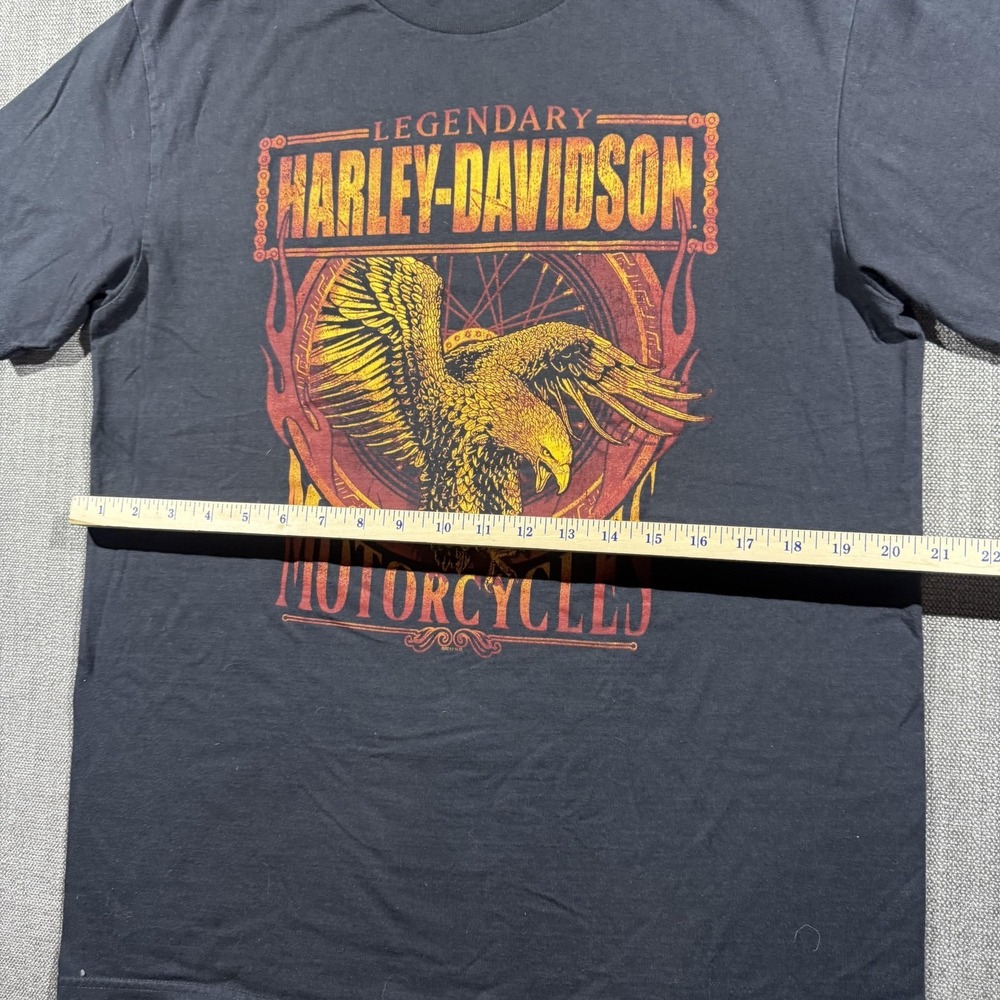Harley-Davidson Shirt Mens Large Gray Eagle Brunswick Troy NY Motorcycle Tee - Picture 5 of 7